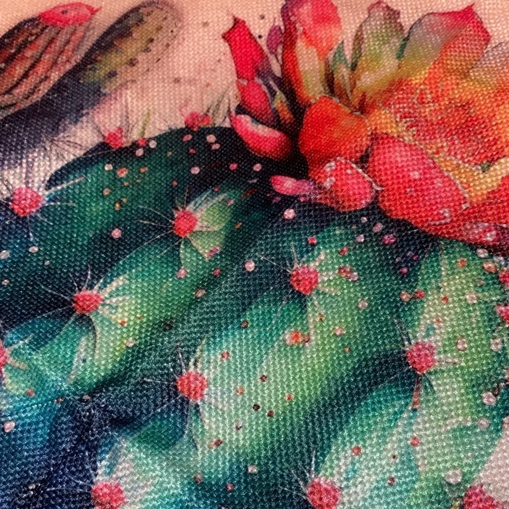 THROW PILLOW COVER w/ Watercolor Succulents Boho Indoor/Outdoor Cactus 17.5” SQ